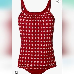 [NEW] ETERNATASTIC Retro Polka Dot Tankini Swimwear 2 Pieces Red Swimsuit M 6-8